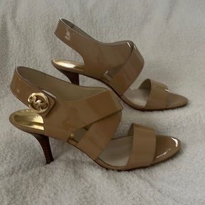 MICHAEL Michael Kors Nude Open Toe Sandals - Joselle Logo High-Heel